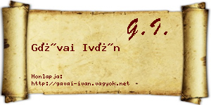Gávai Iván névjegykártya